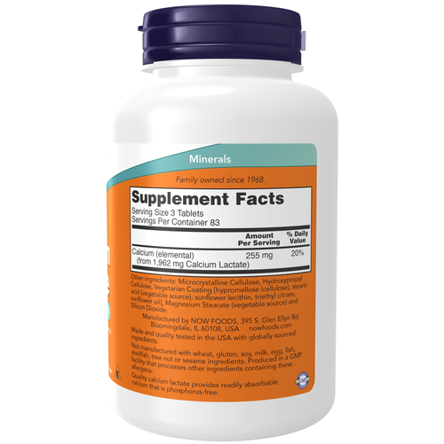 NOW Foods Calcium Lactate 250 Tablets