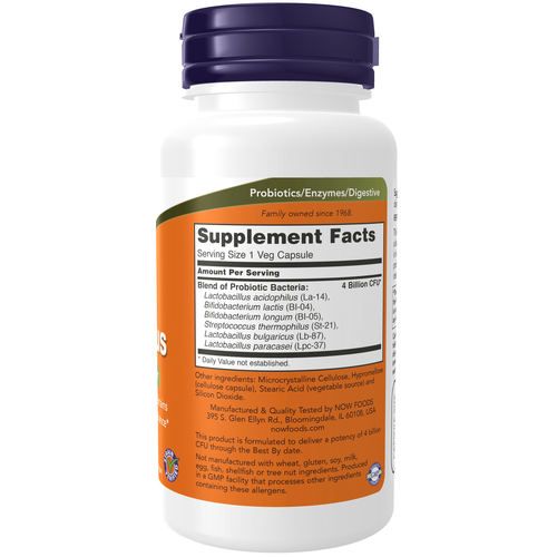 NOW Foods Acidophilus 4x6 120 VCaps | 4-Strain Probiotic Digestive Flora