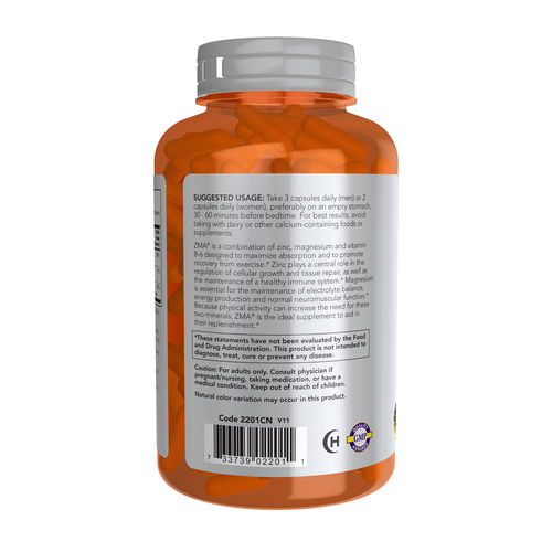 NOW Sports ZMA Zinc Magnesium Aspartate 180 Vegcaps