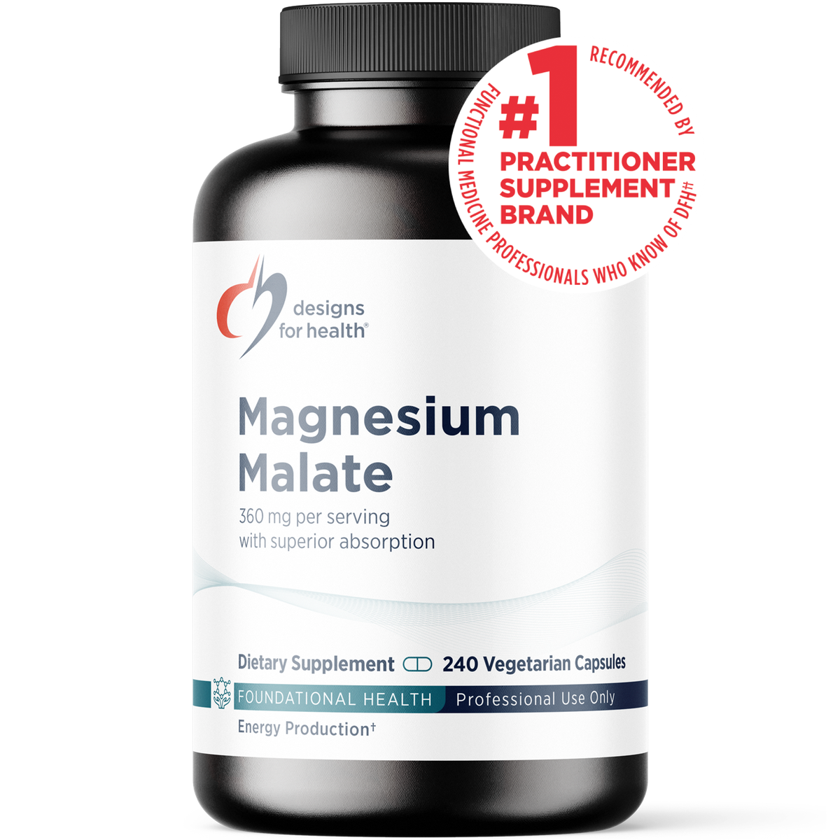 Designs for Health Magnesium Malate 240 capsules front label
