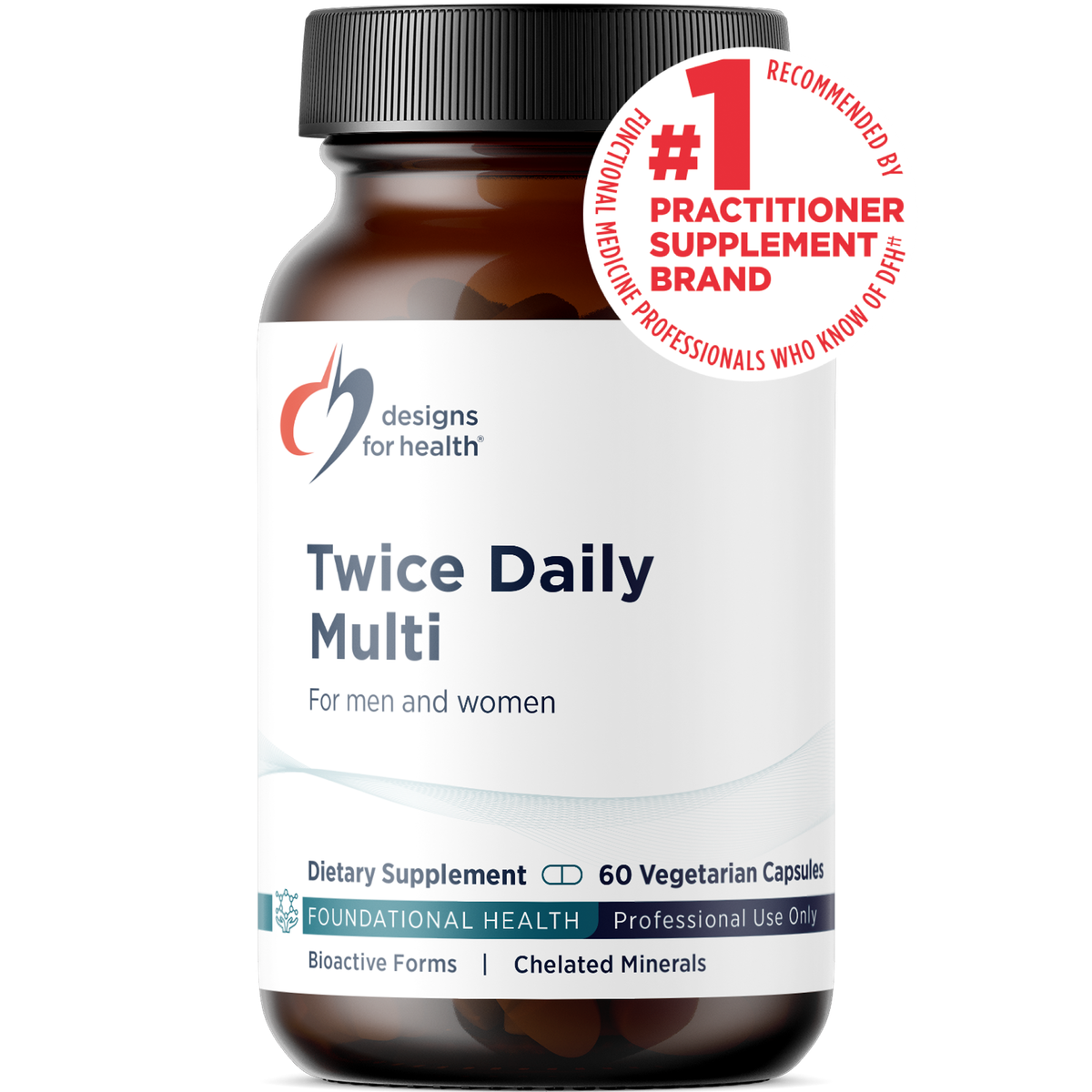 Designs for Health Twice Daily Multi 60 capsules front label