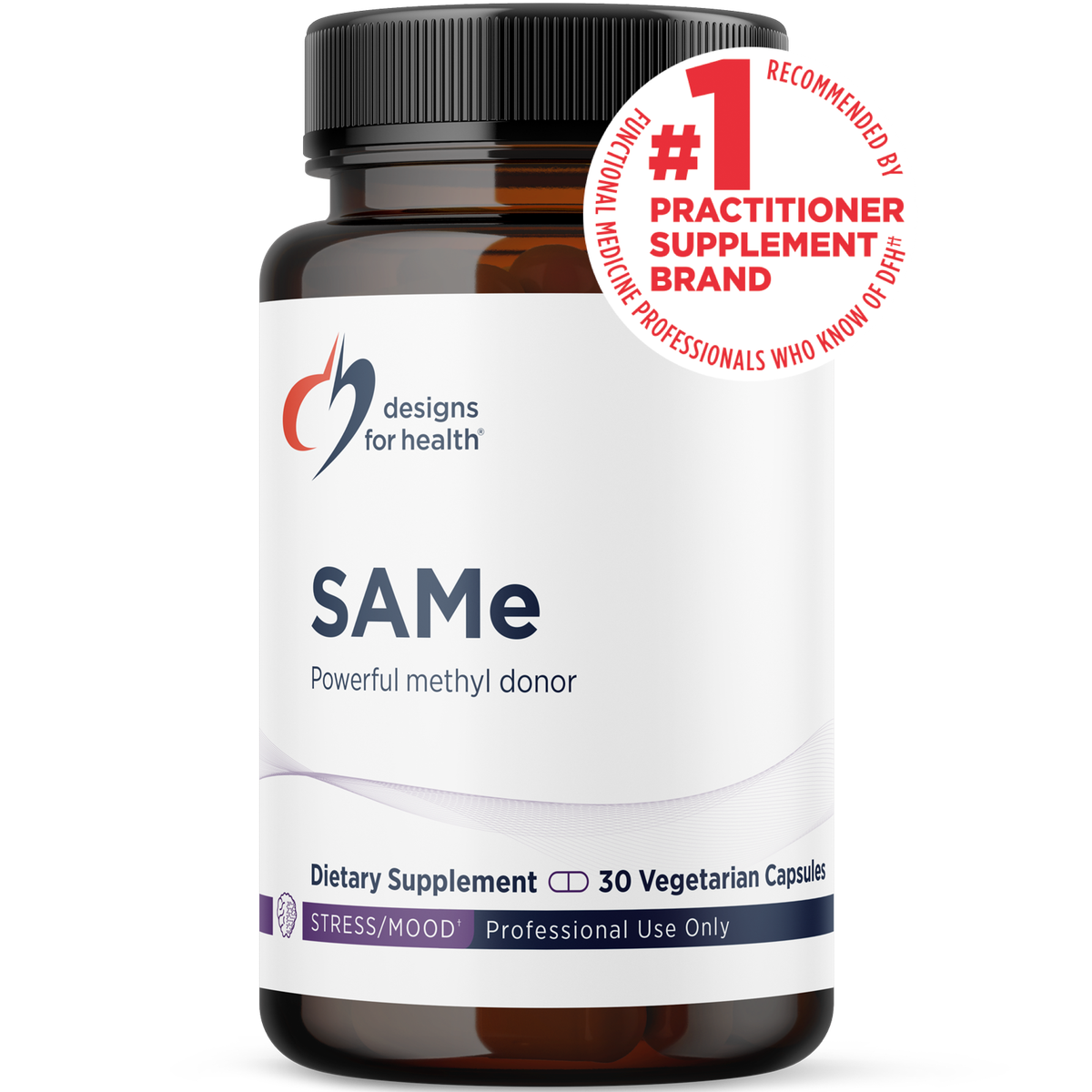 Designs for Health SAMe 30 capsules front label