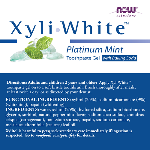 Now Solutions Xyli White Platinum Mint Toothpaste Gel with Baking Soda 6.4 oz