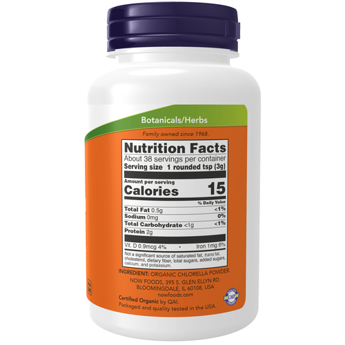 NOW Foods Organic Chlorella Powder 4 oz | Green Algae Superfood