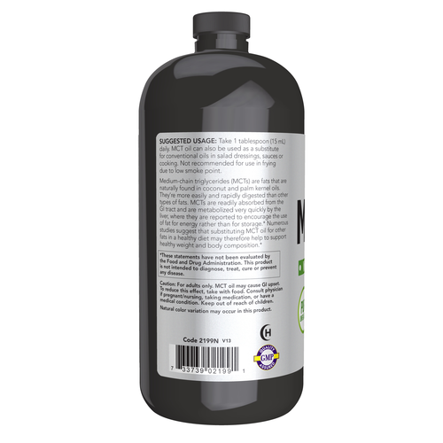 NOW Sports MCT Oil Liquid | Pure Medium-Chain Triglycerides from Coconut Oil | 32 fl oz