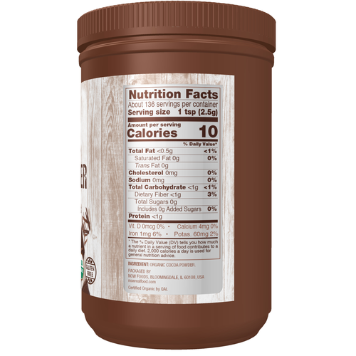 NOW Foods Organic Cocoa Powder Unsweetened Baking 12 oz