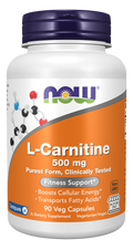 NOW Foods L-Carnitine 500 mg - 90 Veg Capsules front package image