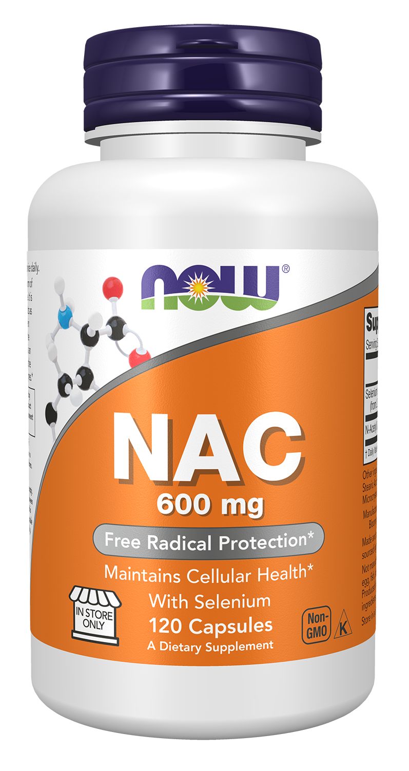 NOW Foods NAC 600 mg - 120 Capsules front package image