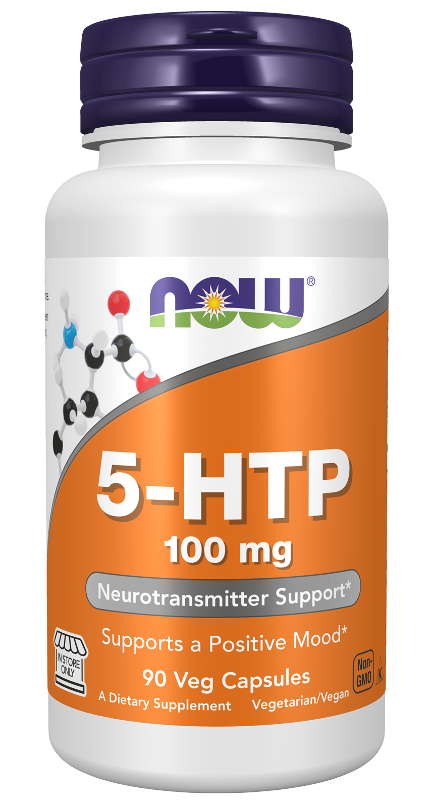 NOW Foods 5-HTP 100 mg - 90 Veg Capsule front package image