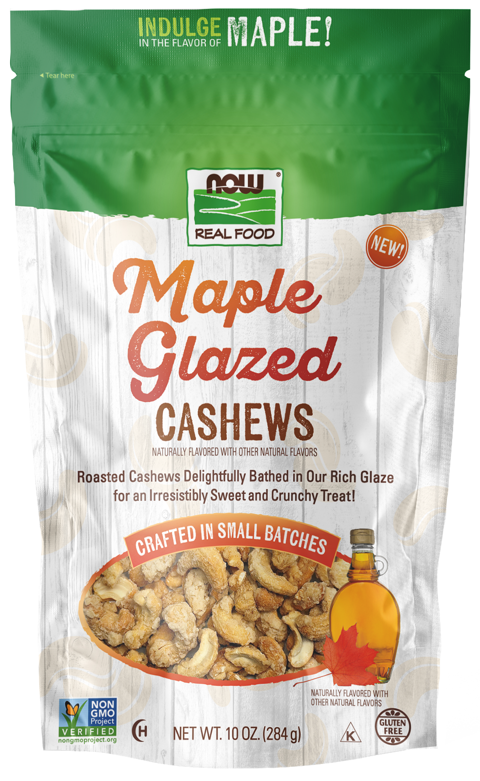 NOW Foods Cashews, Maple Glazed - 10 oz. front package image