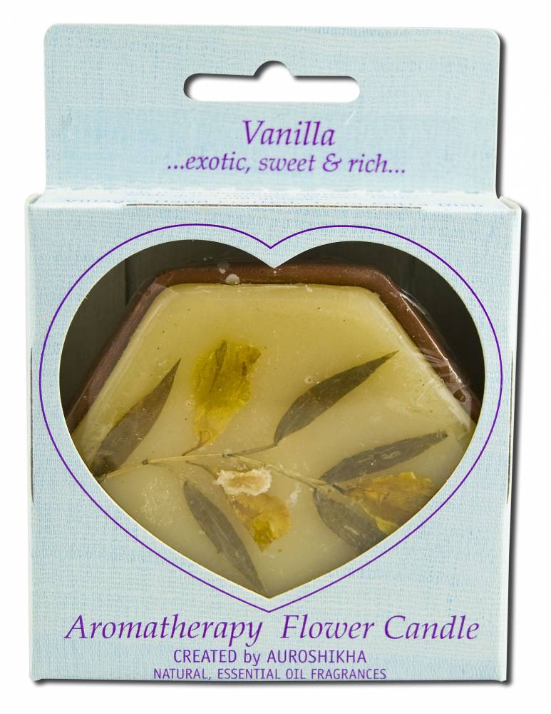 Auroshikha Hexagon Terra Cotta (3 in x 1 in) Flower Candle Vanilla