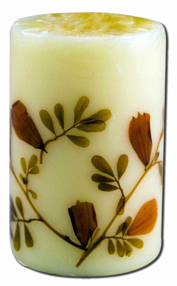 Auroshikha Cylindrical (1.75 in x 2.75 in)(4.6 cm) Flower Candle Citronella