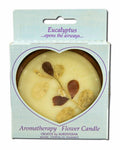 Auroshikha Large Terra Cotta (3.63 in x 1 in) Round Flower Candle Eucalyptus