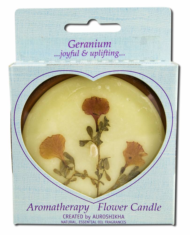 Auroshikha Large Terra Cotta (3.63 in x 1 in) Round Flower Candle Geranium