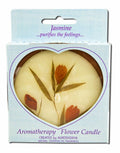 Auroshikha Large Terra Cotta (3.63 in x 1 in) Round Flower Candle Jasmine
