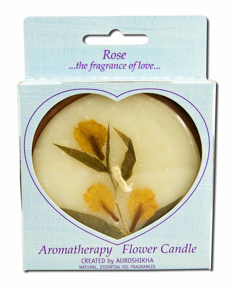 Auroshikha Large Terra Cotta (3.63 in x 1 in) Round Flower Candle Rose