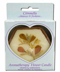 Auroshikha Hexagon Terra Cotta (3 in x 1 in) Flower Candle Citronella
