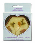 Auroshikha Hexagon Terra Cotta (3 in x 1 in) Flower Candle Geranium