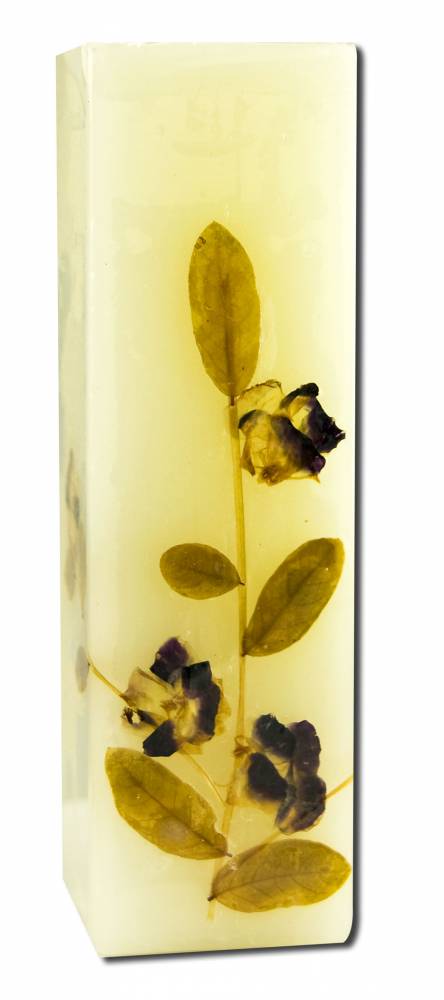 Auroshikha Square (1.5 in x 4.75 in) Flower Candle Geranium