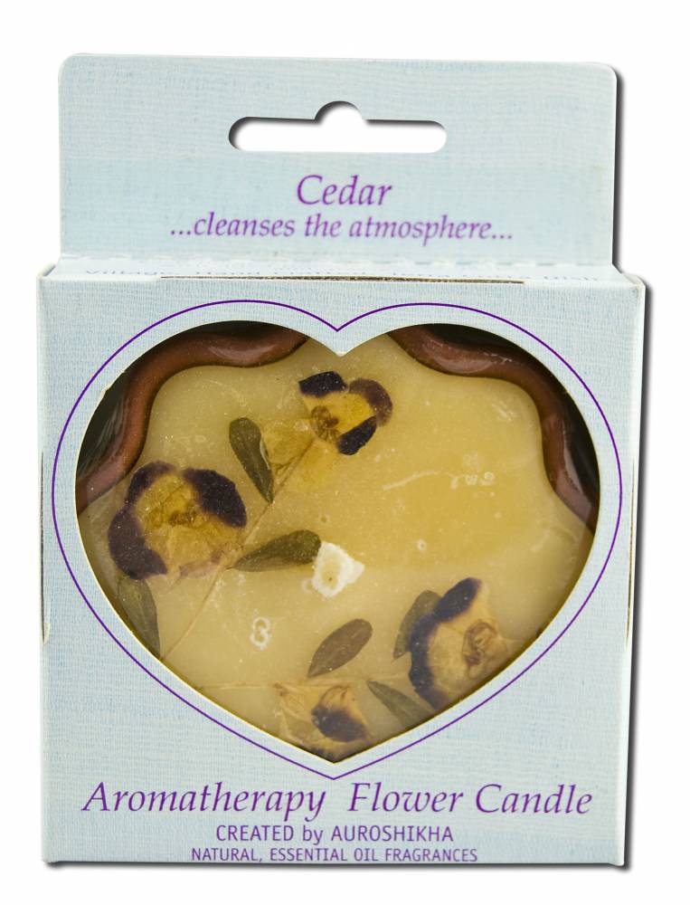 Auroshikha Flower Shape Terra Cotta (3.38 in x 1 in) Flower Candle Cedar