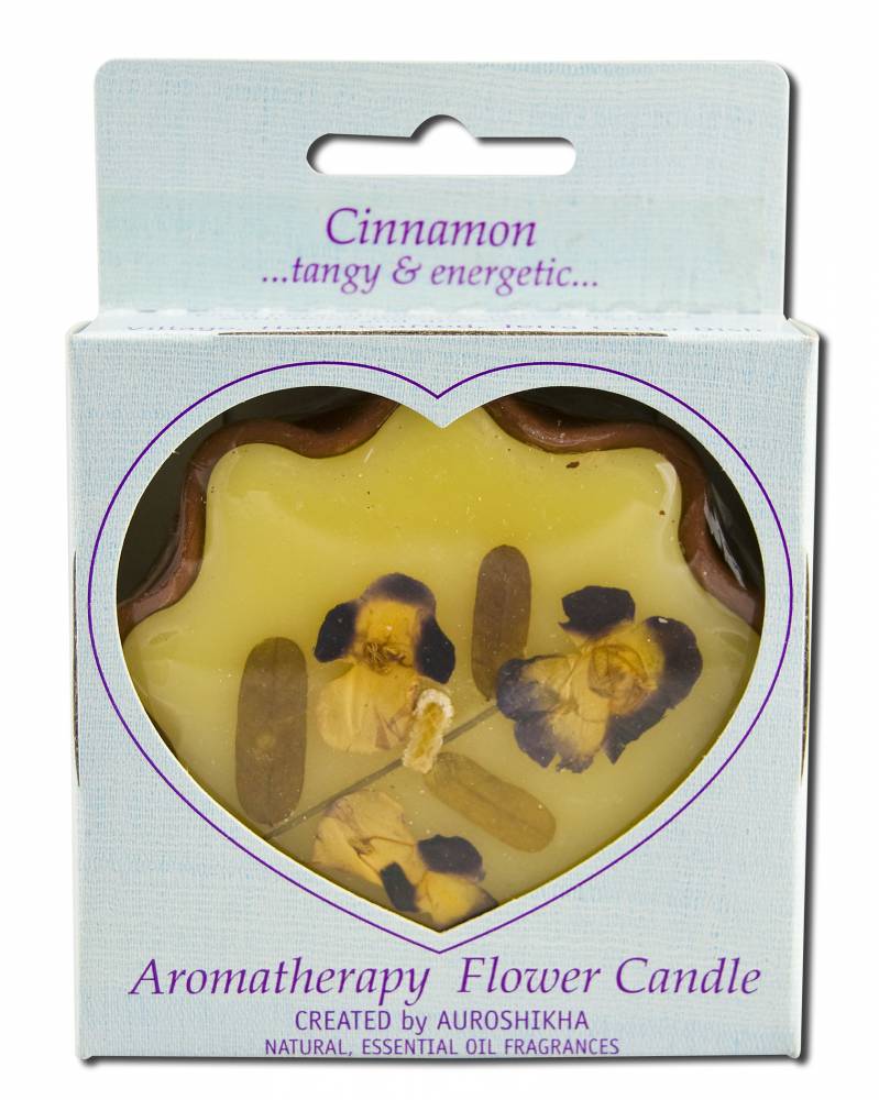 Auroshikha Flower Shape Terra Cotta (3.38 in x 1 in) Flower Candle Cinnamon