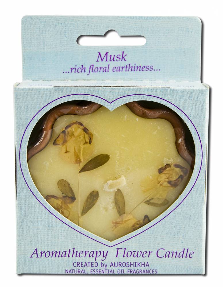 Auroshikha Flower Shape Terra Cotta (3.38 in x 1 in) Flower Candle Musk