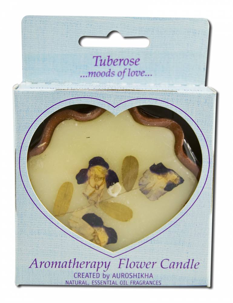 Auroshikha Flower Shape Terra Cotta (3.38 in x 1 in) Flower Candle Tuberose