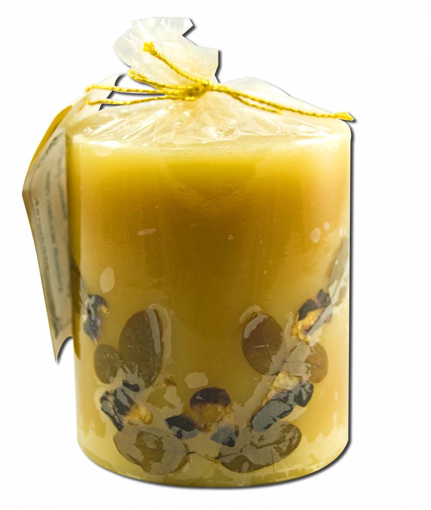 Auroshikha 3 in Pillar (2.75 in x 3 in) Flower Candle Cedar