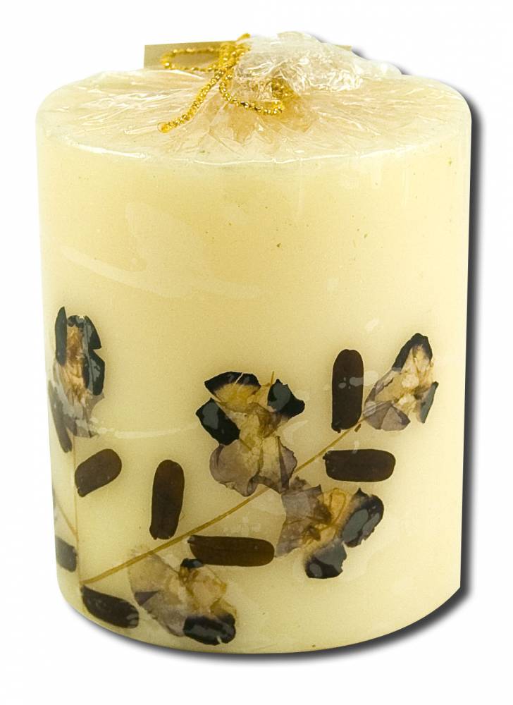 Auroshikha 3 in Pillar (2.75 in x 3 in) Flower Candle Opium
