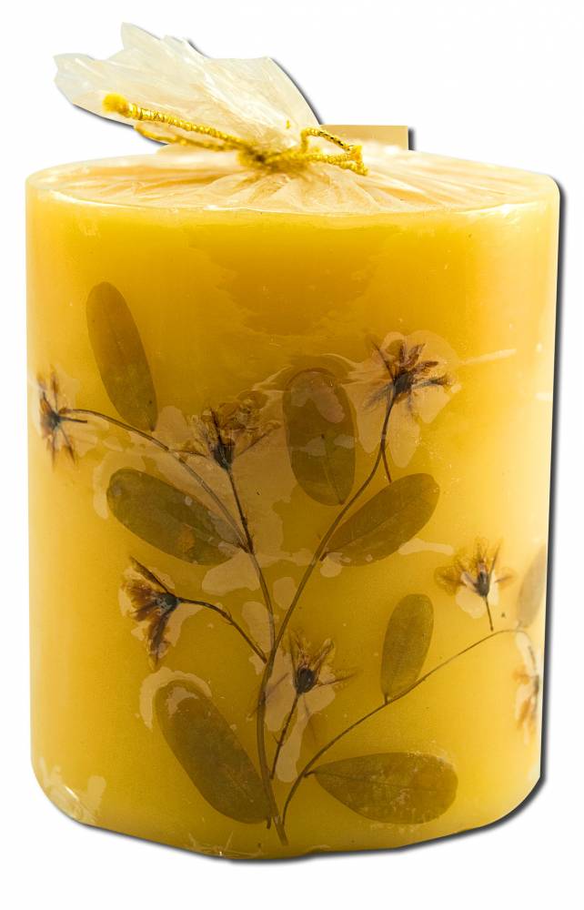 Auroshikha 3 in Pillar (2.75 in x 3 in) Flower Candle Patchouli