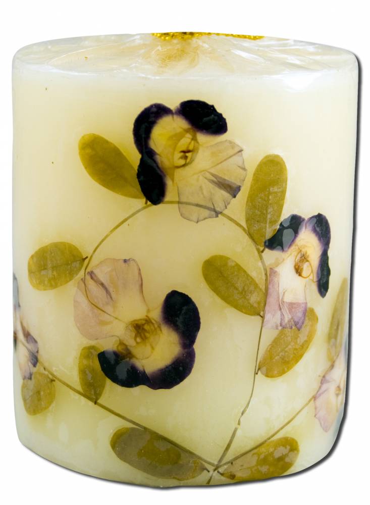 Auroshikha 3 in Pillar (2.75 in x 3 in) Flower Candle Spring Blossom
