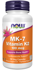 NOW Foods MK-7 Vitamin K-2 100 mcg - 90 Veg Capsules front package image