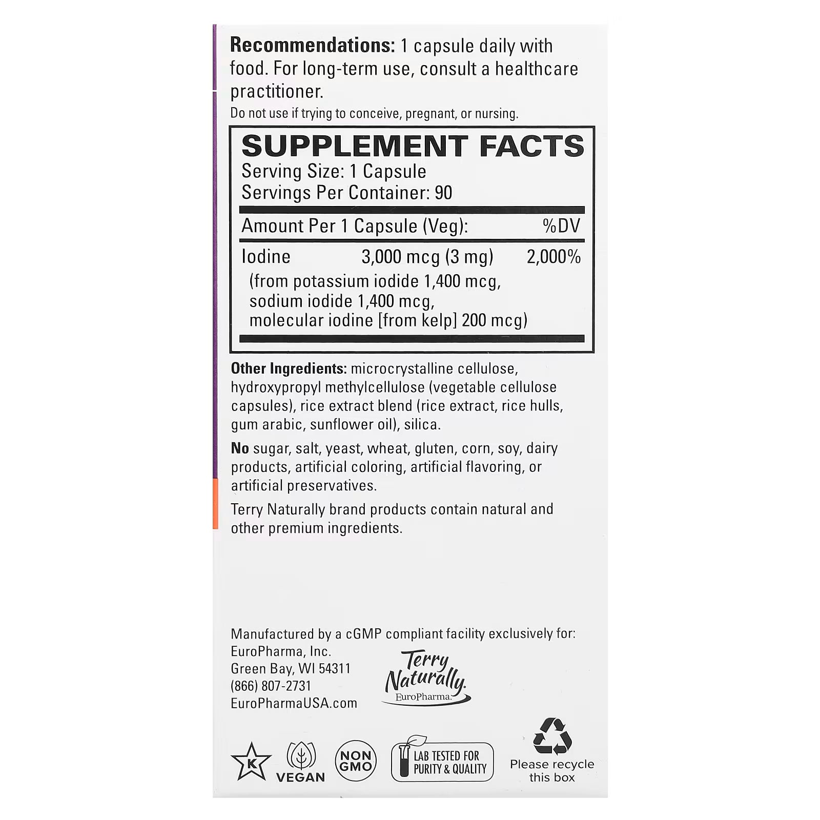Terry Naturally Tri-Iodine 3 mg 90 Capsules
