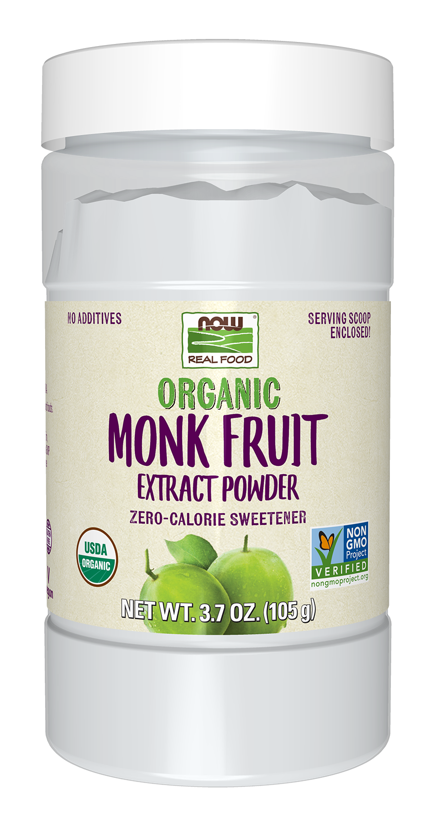 NOW Foods Monk Fruit Extract, Organic Powder - 3.7 oz. front package image