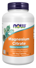 NOW Foods Magnesium Citrate - 180 Veg Capsules front package image