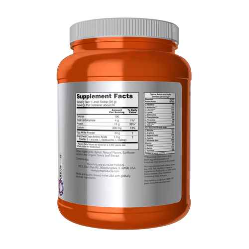 NOW Sports Egg White Protein Creamy Vanilla Powder 1.5 lbs