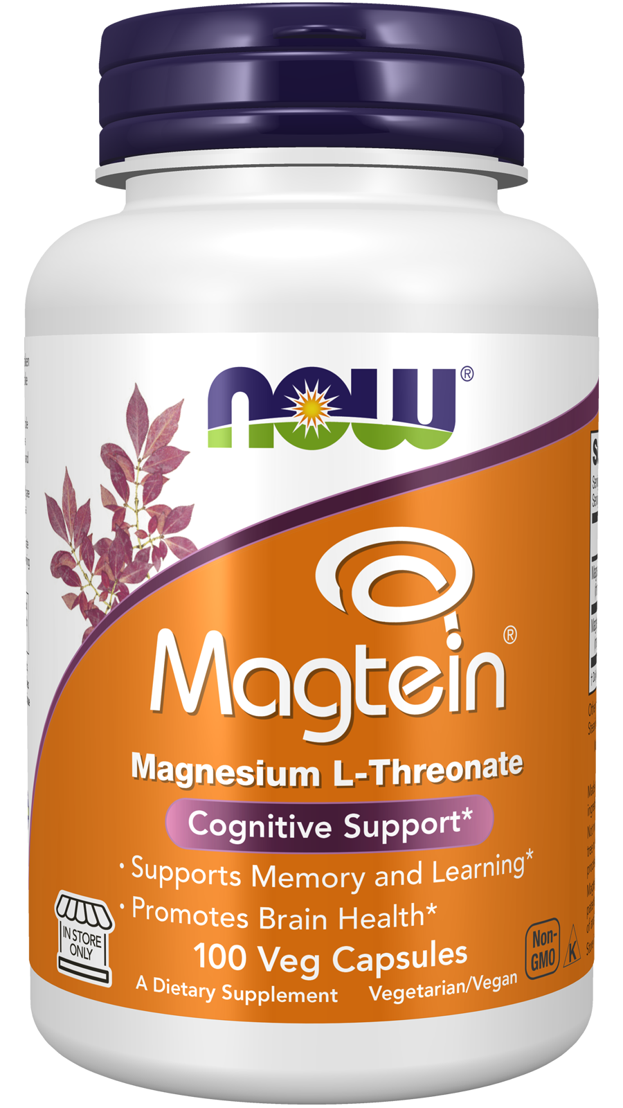 NOW Foods Magtein® - 100 Veg Capsules front package image
