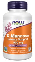 NOW Foods D-Mannose 500 mg - 100 Veg Capsules front package image