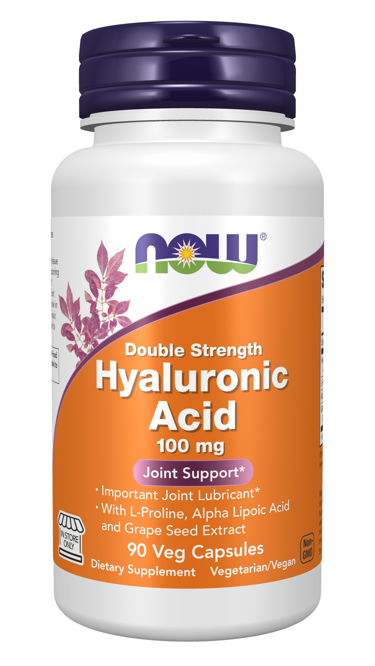 NOW Foods Hyaluronic Acid, Double Strength 100 mg - 90 Veg Capsules front package image
