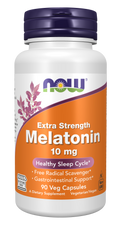 NOW Foods Melatonin, Extra Strength 10 mg - 90 Veg Capsules front package image