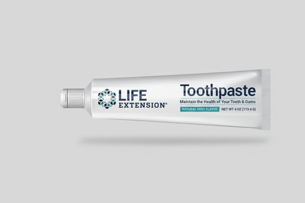 Life Extension toothpaste tube on a white background