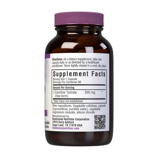 Bluebonnet L-Carnitine 500 mg 60 Vegetable Capsules