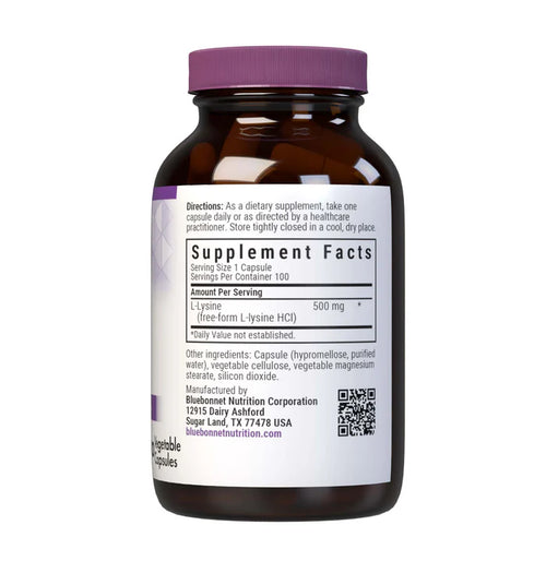 Bluebonnet L-Lysine 500 mg 100 Vegcaps