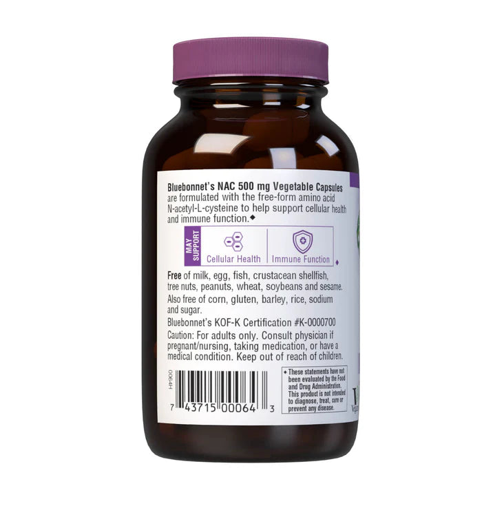 Bluebonnet Vitamins NAC 500 mg (N-Acetyl-L-Cysteine) - 60 Vcaps