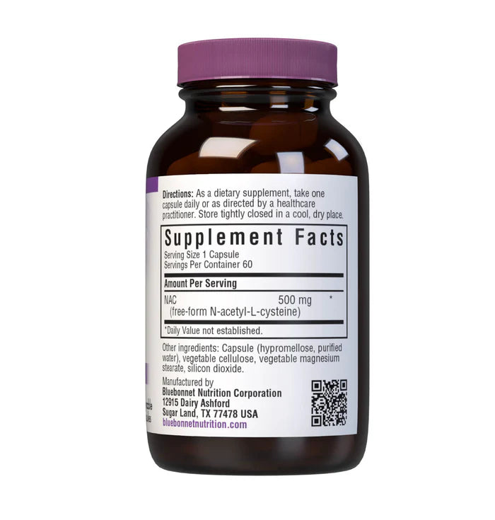 Bluebonnet Vitamins NAC 500 mg (N-Acetyl-L-Cysteine) - 60 Vcaps