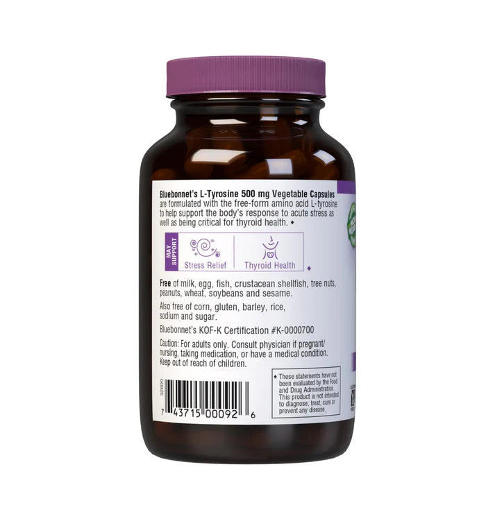 Bluebonnet Vitamins L-TYROSINE 500 mg 100 VCAPS
