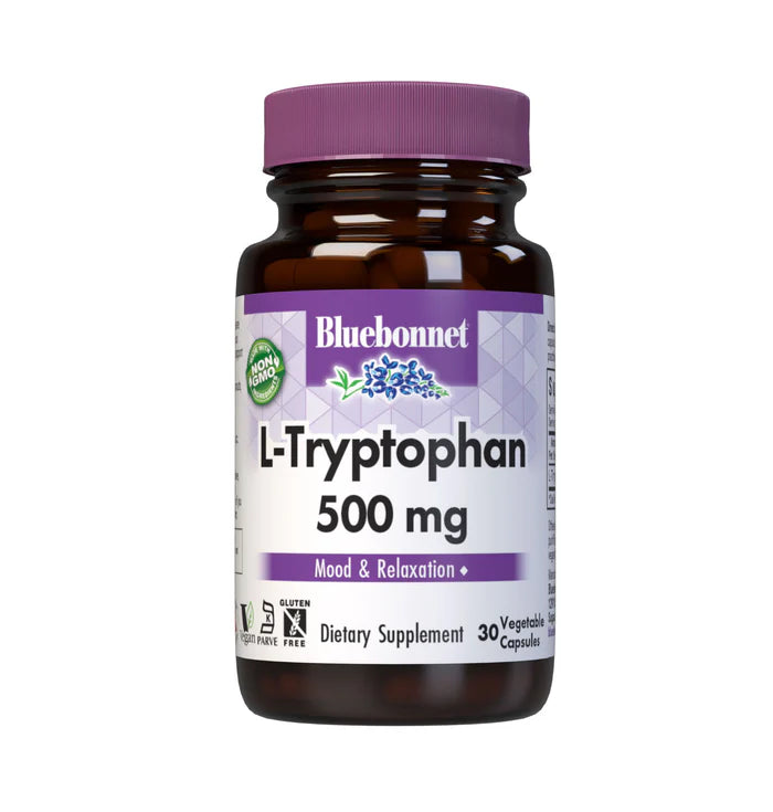 Bluebonnet L-Tryptophan 500 mg – 30 Vegetable Capsules