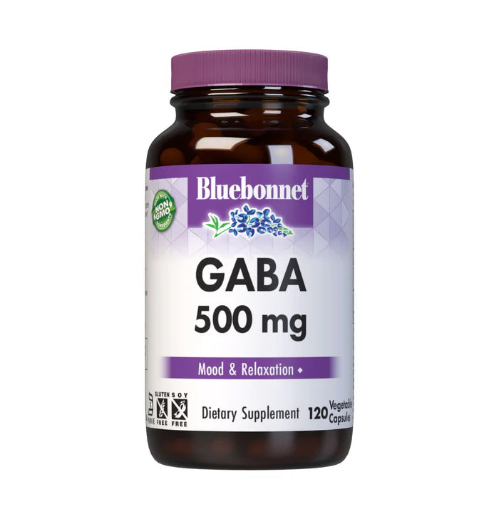 Bluebonnet GABA 500 mg – 120 Vegetable Capsules