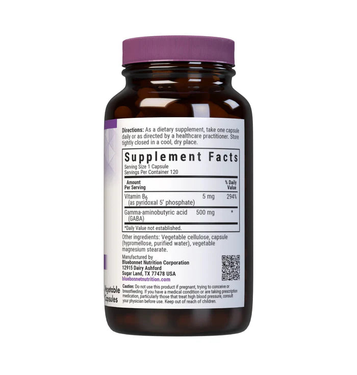 Bluebonnet GABA 500 mg – 120 Vegetable Capsules