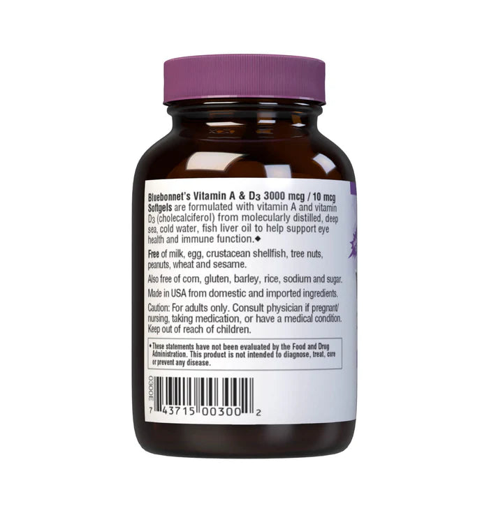 Vitamin A & D3 A 3,000 mcg  D3 10 mcg  100 Softgels